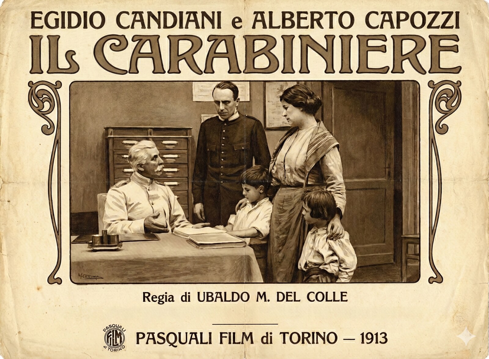 Il Carabiniere — locandina originale, Pasquali Film di Torino, 1913